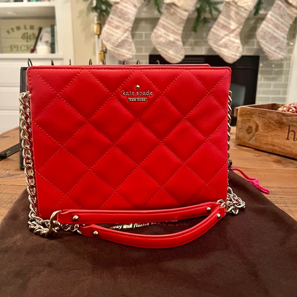 Kate Spade Red Orange Quilted Tote